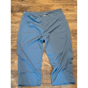 Gradual Womens Blue Activewear Capri Pants Side Pockets 4XL Athletic Yoga Crops